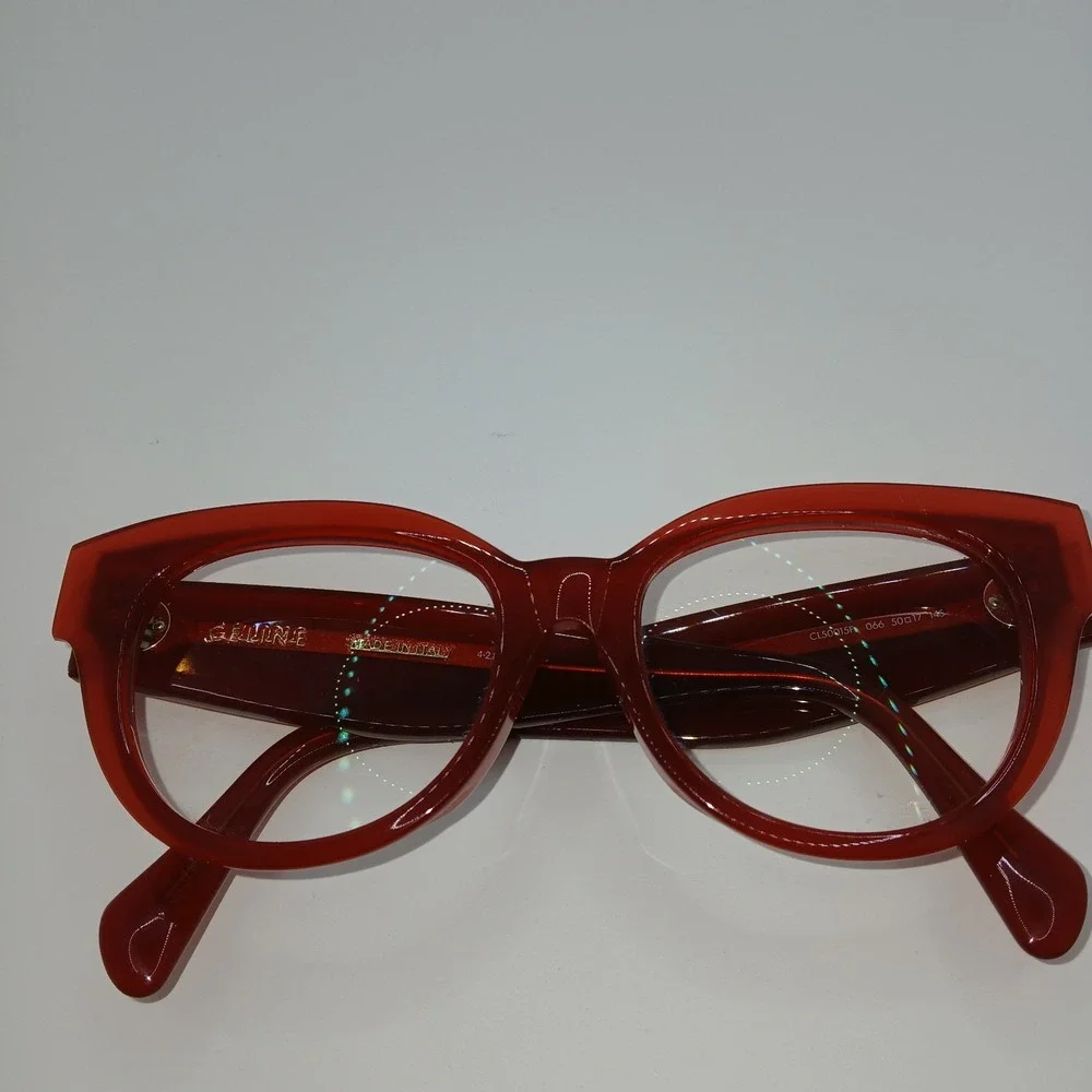Celine CL50015F Womens Eyeglasses Frame Only Red Round Full Rim 50-17-145 mm